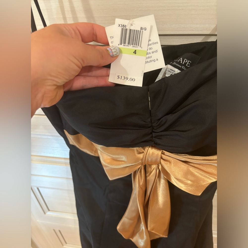 PROM Bubble Skirt Black & Gold Sweetheart Satin-Bow Cocktail Dress - Picture 11 of 13